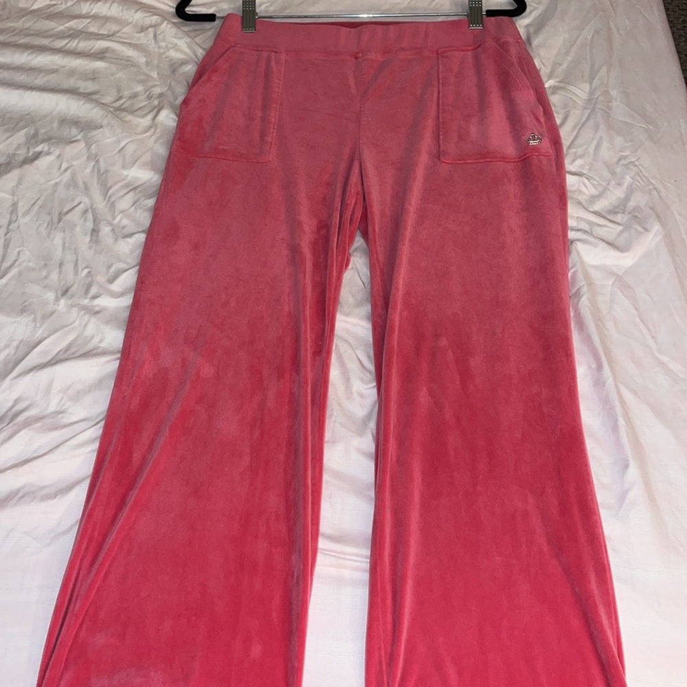 JUICY COUTURE WOMEN SMALL PREPPY PINK MID RISE STRAIGHT VELOUR PANT